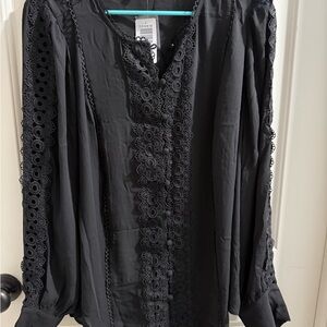 Torrid Black Blouse with Lace Detail